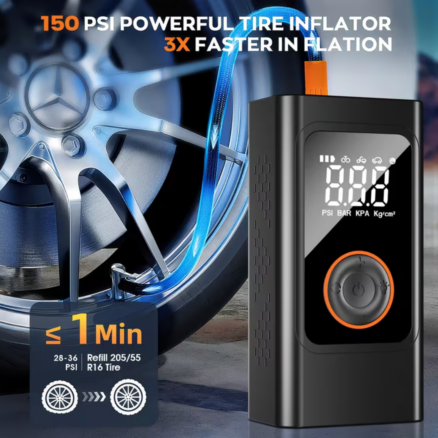 Portable 150PSI Tire Inflator Air Compressor